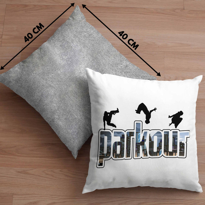 Kissen mit Füllung 40x40 für Parkour Fans Geschenk für Urbanen Sports Sportler Freerunning (Grau) Grau Trendation