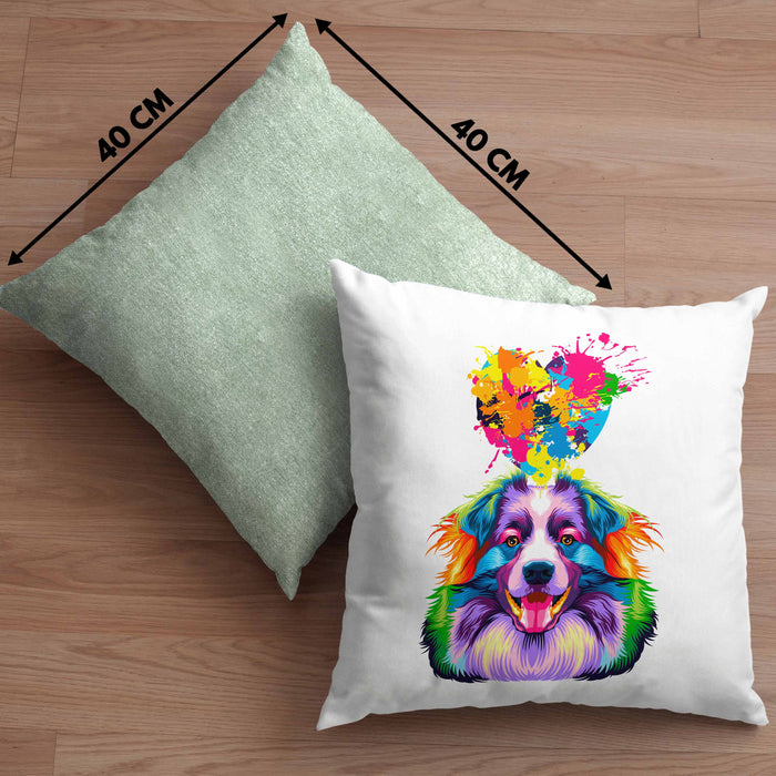 Australian Shepherd Herz Farbe Besitzer Kissen mit Füllung 40x40 Geschenk Lustiger Spruch Geschenkidee Australian Shepherd Liebhaber (Grau) Grün Trendation