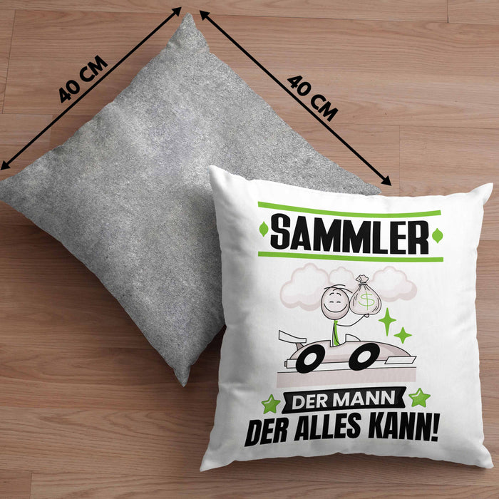 Sammler Kissen mit Füllung 40x40 Geschenk für Sammler Der Mann Der Alles Kann Geschenkidee zum Geburtstag (Grau) Grau Trendation
