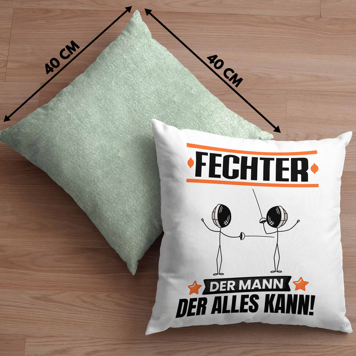 Fechter Kissen mit Füllung 40x40 Geschenk für Fechter Der Mann Der Alles Kann Geschenkidee zum Geburtstag (Grau) Grün Trendation