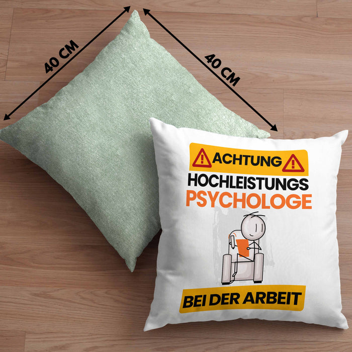 Psychologe Kissen mit Füllung 40x40 Geschenk Lustiger Spruch Geschenkidee für Psychologe Achtung Hochleistungs Psychologe Bei Der Arbeit (Grau) Grün Trendation