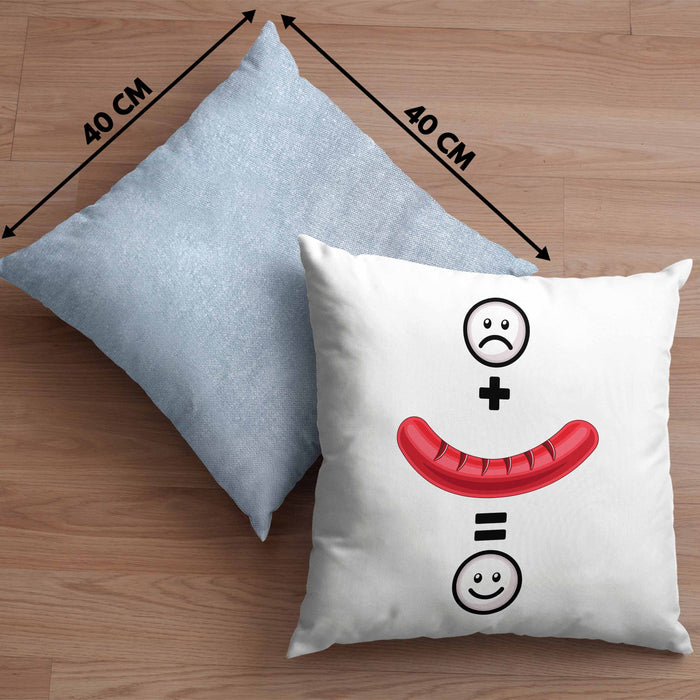 Wurst Kissen mit Füllung 40x40 Geschenk für Griller Wurst :( + Wurst = :) Lustige Geschenkidee Geburtstag (Grau) Blau Trendation