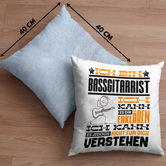 Bassgitarrist Geschenk Kissen mit Füllung 40x40 Geschenkidee für Bassgitarrist Geburtstag Lustig Ich Bin Bassgitarrist Ich Kann Es Dir Erklären Aber Nicht Für Dich Verstehen (Grau) Blau Trendation