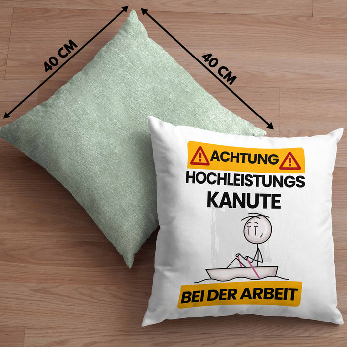 Kanute Kissen mit Füllung 40x40 Geschenk Lustiger Spruch Geschenkidee für Kanute Achtung Hochleistungs Kanute Bei Der Arbeit (Grau) Grün Trendation