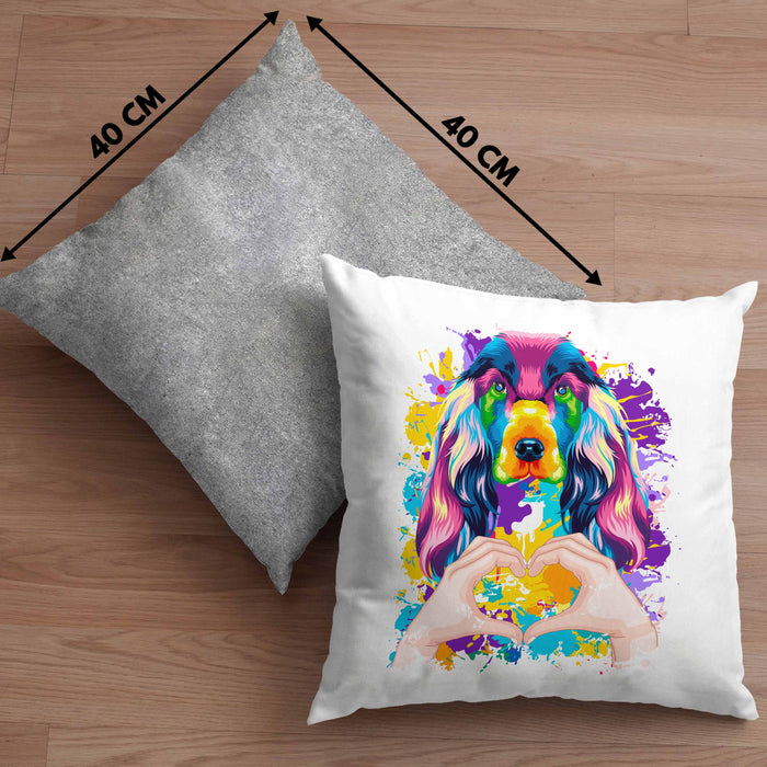 Cocker Spaniel Besitzer Farbe Love Kissen mit Füllung 40x40 Geschenk Lustiger Spruch Geschenkidee Cocker Spaniel Besitzerin (Grau) Grau Trendation