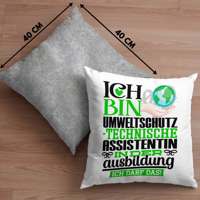 Umweltschutztechnische Assistentin Ausbildung Start Geschenk Kissen mit Füllung 40x40 Ich Bin Umweltschutztechnische Assistentin In Der Ausbildung Ich Darf Das Geschenkidee (Grau) Grau Trendation