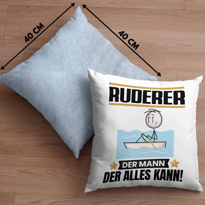 Ruderer Kissen mit Füllung 40x40 Geschenk für Ruderer Der Mann Der Alles Kann Geschenkidee zum Geburtstag (Grau) Blau Trendation