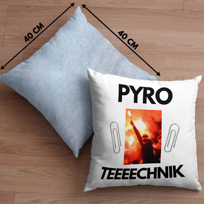 Pyrotechnik Kissen mit Füllung 40x40 Geschenk Pyrotechnik Ist Doch Kein Verbrechen Meme Joke (Grau) Blau Trendation