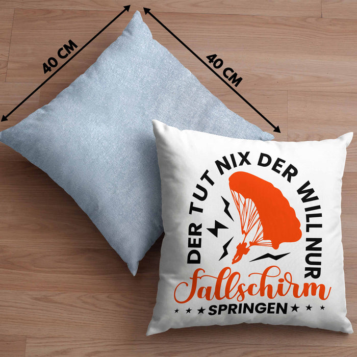 Kissen mit Füllung 40x40 Fallschirmspringer Geschenk Spruch Geschenkidee Fallschirm Springer (Grau) Blau Trendation