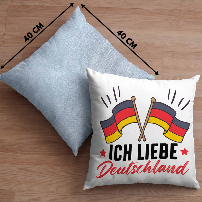 Ich Liebe Deutschland Kissen mit Füllung 40x40 Geschenk Geschenkidee Flagge (Grau) Blau Trendation