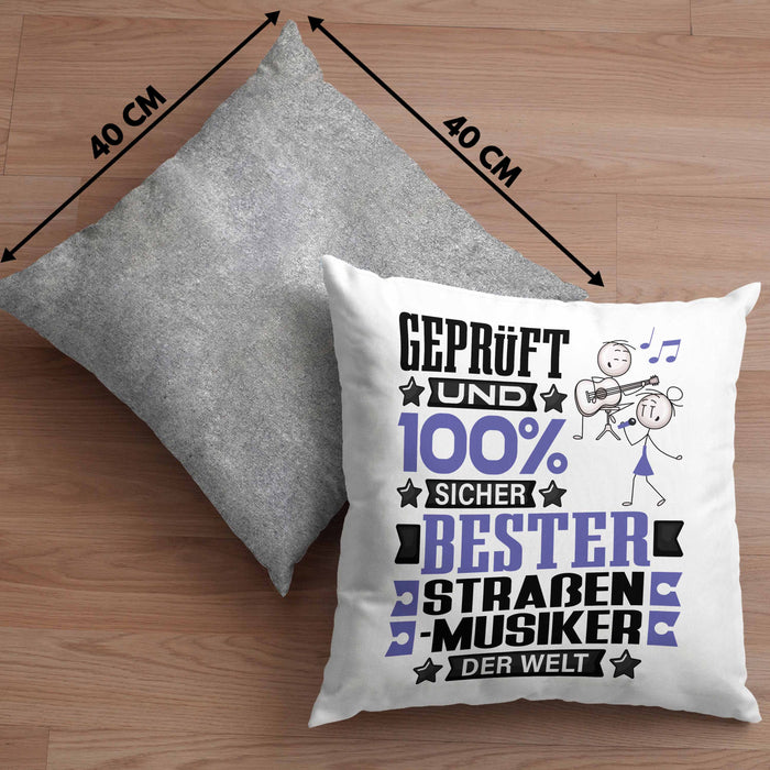 Straßenmusiker Geschenk Lustiger Spruch für Straßenmusiker Geschenkidee Bester Straßenmusiker Der WeltKissen mit Füllung 40x40 (Grau) Grau Trendation