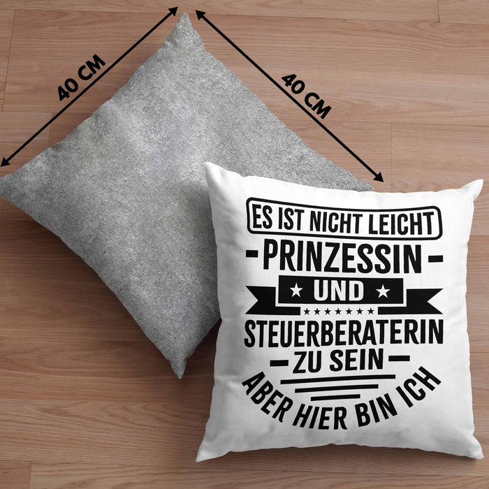 Steuerberaterin Geschenk Kissen mit Füllung 40x40 Geschenkidee Prinzessin (Grau) Grau Trendation