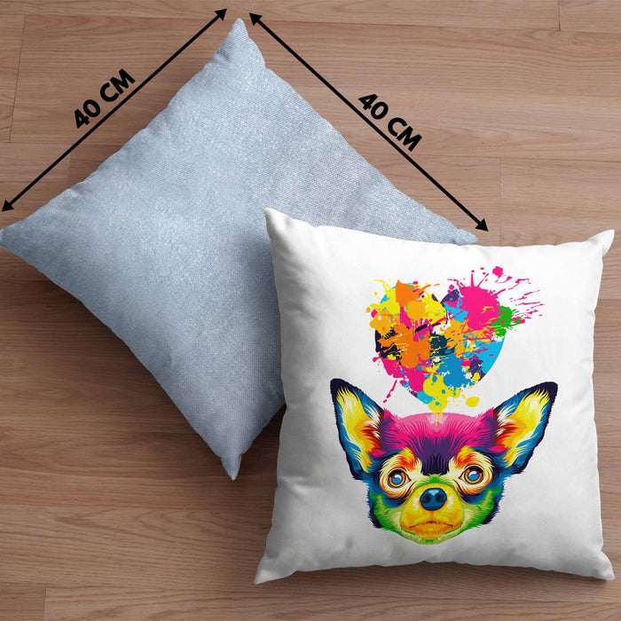 Chihuahua Herz Farbe Besitzer Kissen mit Füllung 40x40 Geschenk Lustiger Spruch Geschenkidee Chihuahua Liebhaber (Grau) Blau Trendation