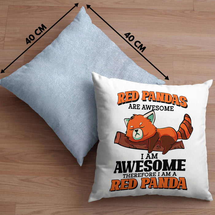 Lustige Roter Panda Kissen mit Füllung 40x40 Spruch Geschenk für Panda-Liebhaber (Grau) Blau Trendation