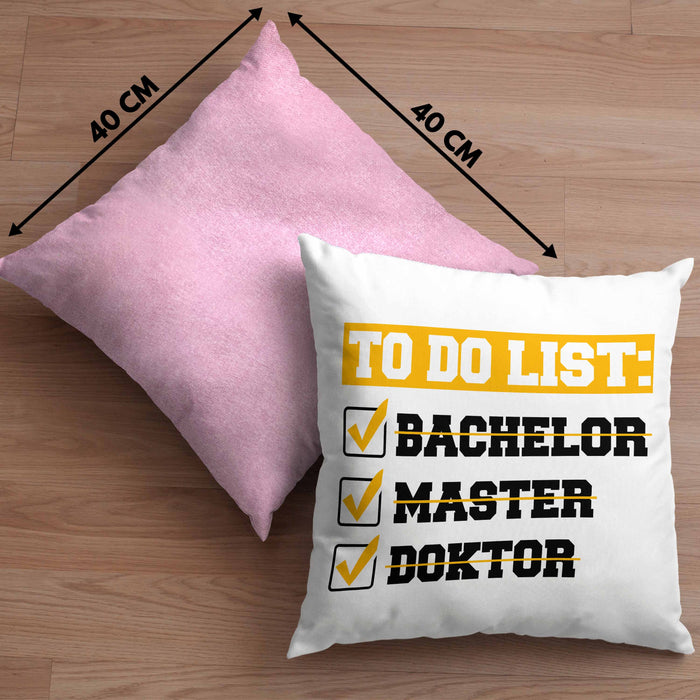 Doktortitel Bestanden Kissen mit Füllung 40x40 Geschenk To Do List (Grau) Rosa Trendation