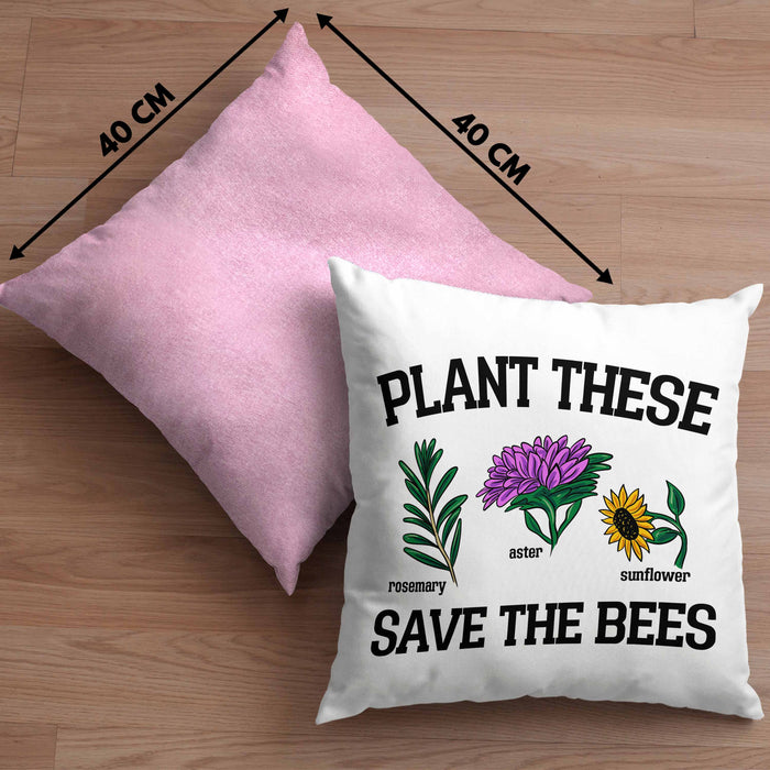 Lustige Kissen mit Füllung 40x40 für Bienenliebhaber Plant These Save The Bees Geschenk (Grau) Rosa Trendation