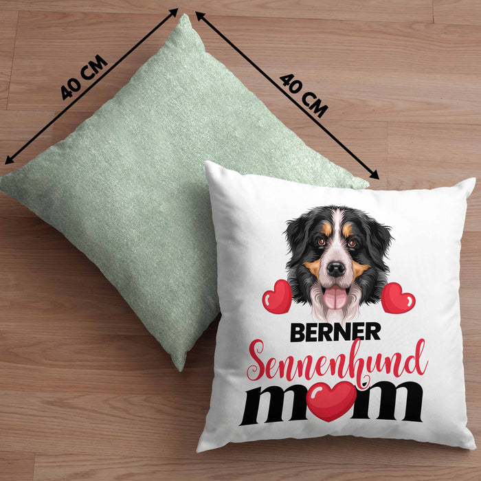 Berner Sennen Besitzer Mom Mama Kissen mit Füllung 40x40 Geschenk Lustiger Spruch Geschenkidee Berner Sennen Besitzerin (Grau) Grün Trendation