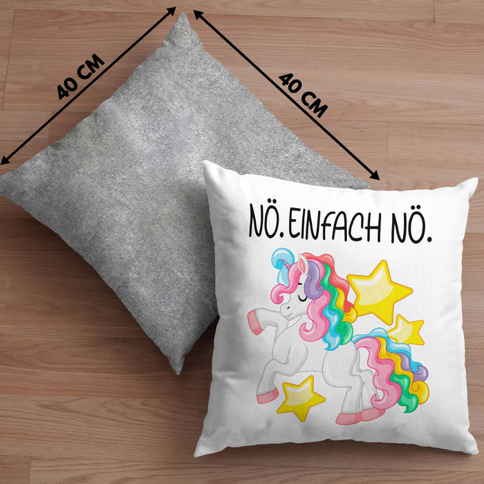 Lustige Nö Einfach Nö Kissen mit Füllung 40x40 Mit Spruch Einhorn Geschenk Mama Freundin Kollegin Geschenkidee Arbeit Frauen (Grau) Grau Trendation
