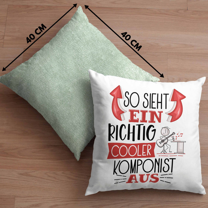 So Sieht Ein Richtig Cooler Komponist Aus Kissen mit Füllung 40x40 Geschenk für Kompinisten Geburtstag Geschenkdiee (Grau) Grün Trendation