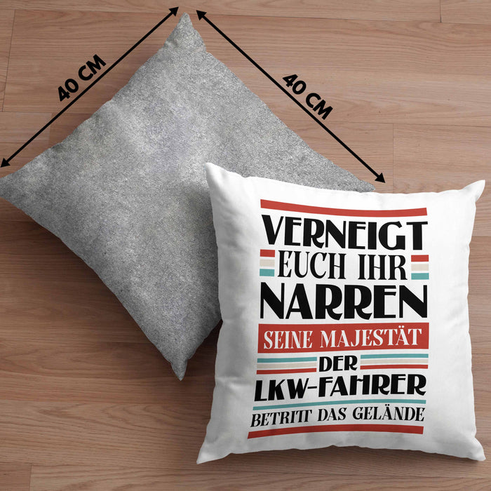 LKW Fahrer Geschenk Kissen mit Füllung 40x40 Geschenke Zubehör Lustig Mann Lkwfahrer Geschenkidee Kissen mit Füllung 40x40 mit Spruch (Grau) Grau Trendation