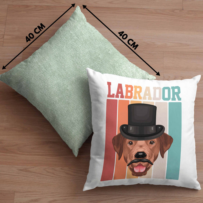 Labrador Besitzer Kissen mit Füllung 40x40 Geschenk Lustiger Spruch Geschenkidee Retro Vinatge Labrador (Grau) Grün Trendation