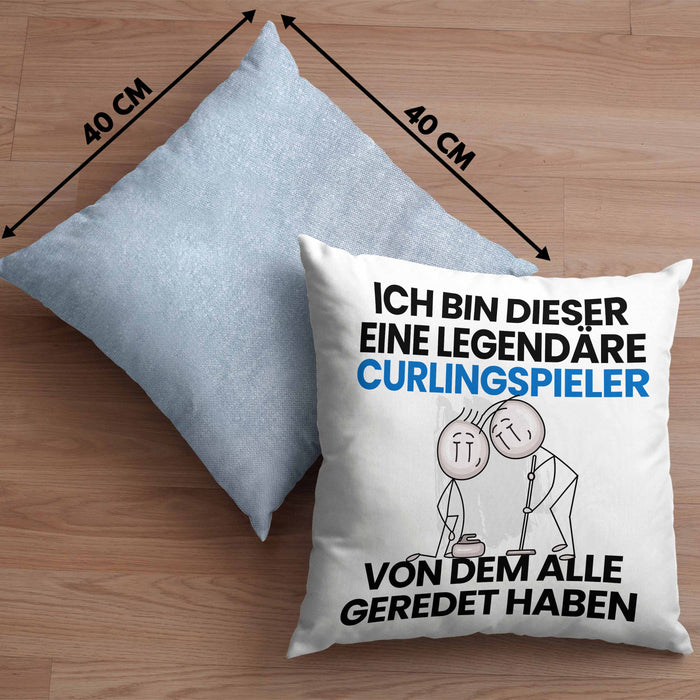 Curlingspieler Geschenk Kissen mit Füllung 40x40 Lustige Geschenkidee Geburtstag für Curlingspieler Ich Bin Dieser Legendäre Curlingspieler Von Dem Alle Geredet Haben (Grau) Blau Trendation