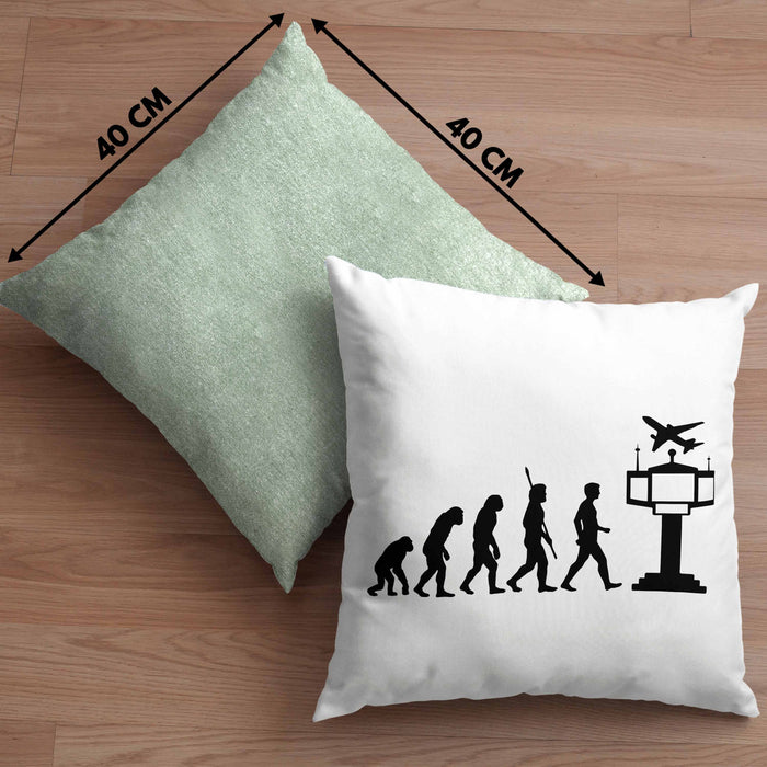 Fluglotse Kissen mit Füllung 40x40 Geschenk Flughafen Arbeiter Geschenkidee Evolution (Grau) Grün Trendation