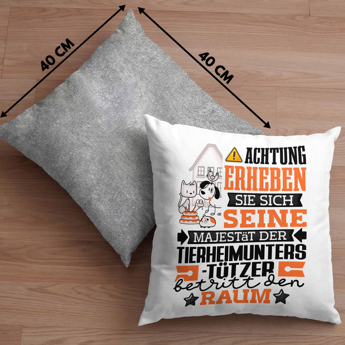 Tierheimunterstützer Geschenk Kissen mit Füllung 40x40 Lustiger Spruch Erheben Sie Sich Der Tierheimunterstützer Betritt den Raum (Grau) Grau Trendation