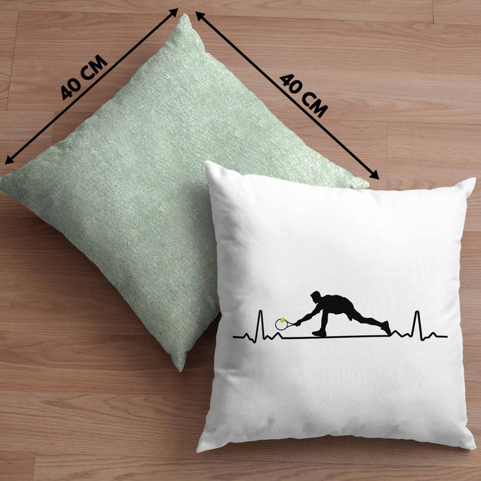 Tennis Herzschlag Geschenk Trainer Coach Tennisspieler Geschenkidee Kissen mit Füllung 40x40 (Grau) Grün Trendation