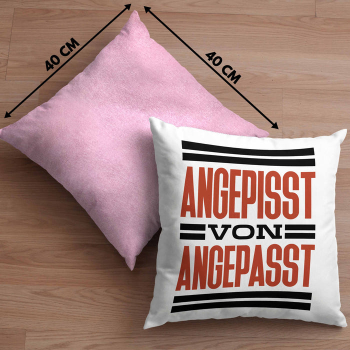 Angepisst Von Angepasst Kissen mit Füllung 40x40 System. Geschenkidee (Grau) Rosa Trendation