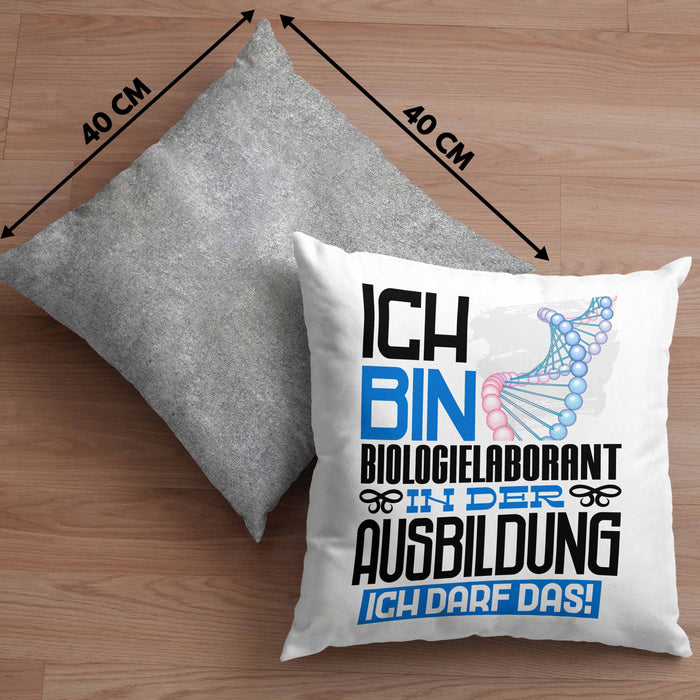 Biologielaborant Ausbildung Kissen mit Füllung 40x40 Geschenk Ich Bin Biologielaborant In Der Ausbildung Ich Darf Das Geschenkidee Spruch (Grau) Grau Trendation