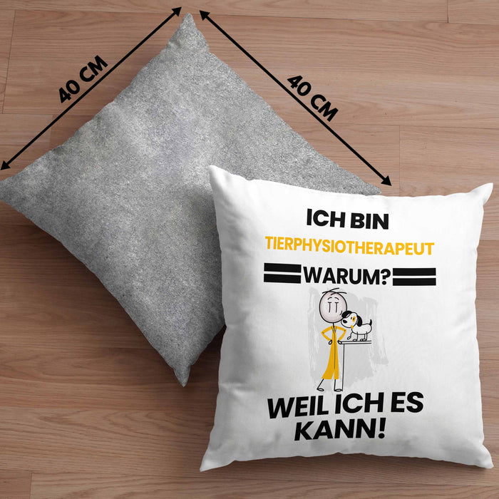 Tierphysiotherapeut Geschenk Kissen mit Füllung 40x40 Lustiger Spruch Ich Bin Tierphysiotherapeut Warum Weil Ich Es Kann Geschenkidee Bester Tierphysiotherapeut Geburtstag (Grau) Grau Trendation
