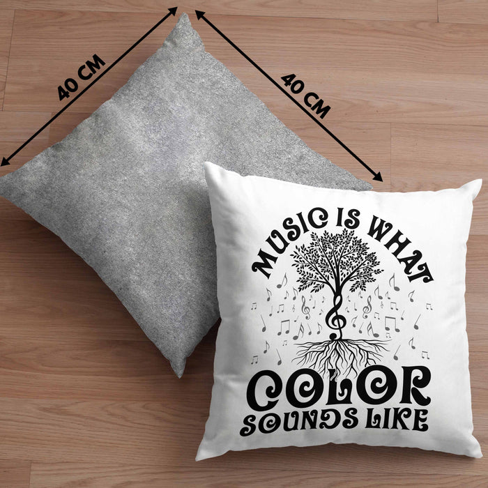 Music Is What Color Sounds Like Kissen mit Füllung 40x40 Geschenk Musiker Geschenkidee Band Bandmitglied Klavier Gitarre Piano (Grau) Grau Trendation