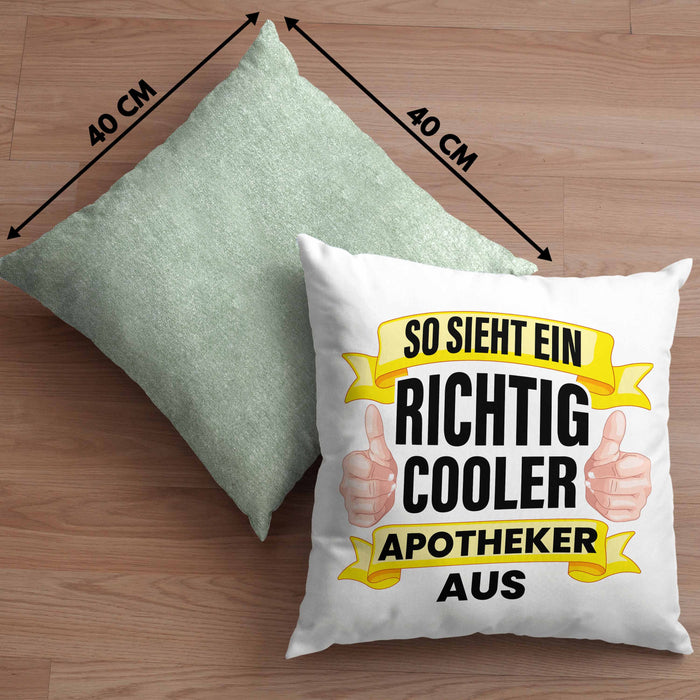 Apotheker Kissen mit Füllung 40x40 Geschenk Spruch Pharmazie Lustig (Grau) Grün Trendation