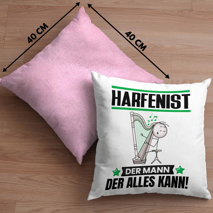 Harfenist Kissen mit Füllung 40x40 Geschenk für Harfenist Der Mann Der Alles Kann Geschenkidee zum Geburtstag (Grau) Rosa Trendation