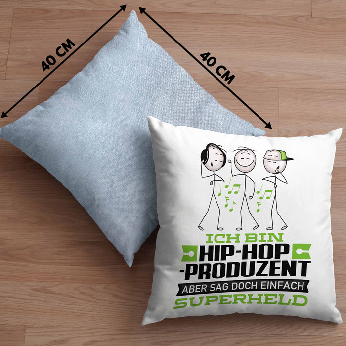 Hip-Hop-Produzent Geschenk Kissen mit Füllung 40x40 Ich Bin Hip-Hop-Produzent Aber Sag Doch Einfach Superheld Lustige Geschenkdiee für Hip-Hop-Produzent (Grau) Blau Trendation