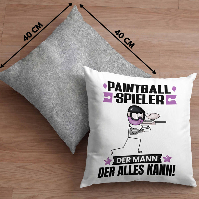 Paintballspieler Kissen mit Füllung 40x40 Geschenk für Paintballspieler Der Mann Der Alles Kann Geschenkidee zum Geburtstag (Grau) Grau Trendation