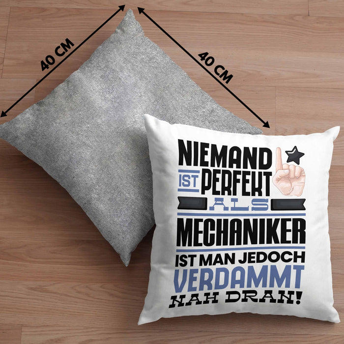 Mechaniker Geschenk Kissen mit Füllung 40x40 Lustige Geschenkidee für Mechaniker Geburtstag Niemand Ist Perfekt Aber Als Mechaniker Ist Man Nah Dran (Grau) Grau Trendation