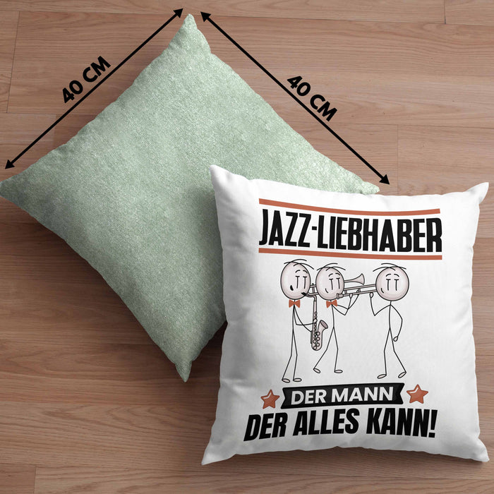 Jazz-Liebhaber Kissen mit Füllung 40x40 Geschenk für Jazz-Liebhaber Der Mann Der Alles Kann Geschenkidee zum Geburtstag (Grau) Grün Trendation