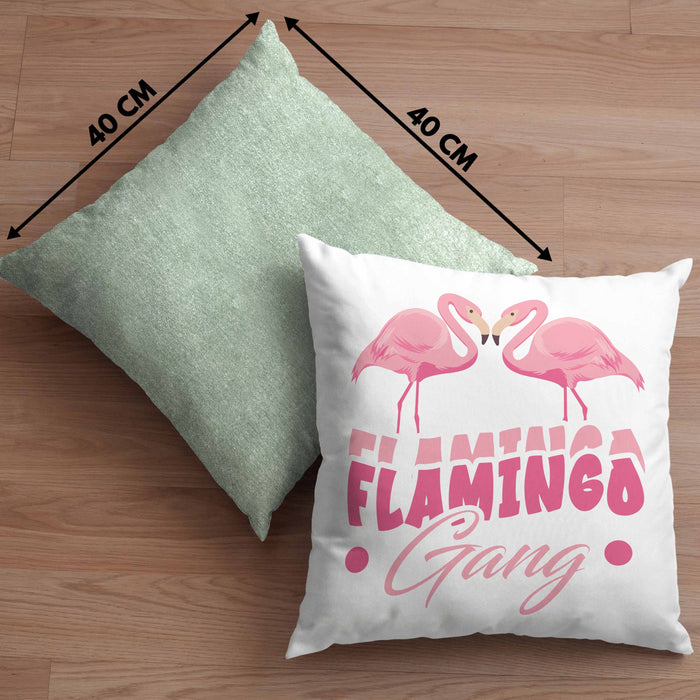Flamingo Gang Kissen mit Füllung 40x40 Geschenkidee Pinke Flamingos JGA (Grau) Grün Trendation
