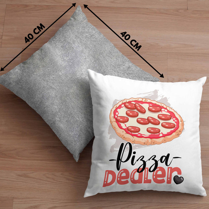 Pizza Dealer Kissen mit Füllung 40x40 Geschenk für Pizzabäcker Geburtstag Spruch Geschenkidee Beste Pizza Der welt (Grau) Grau Trendation