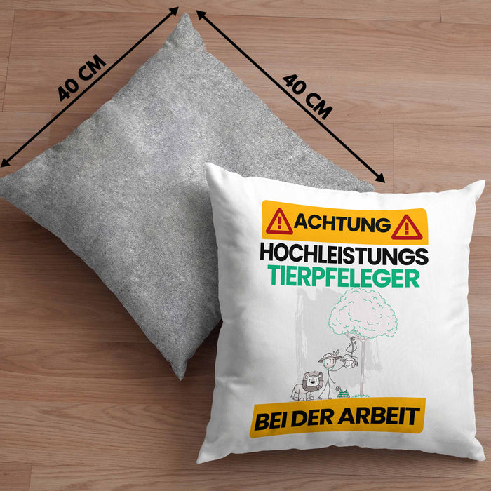 Tierpfleger Kissen mit Füllung 40x40 Geschenk Lustiger Spruch Geschenkidee für Tierpfleger Achtung Hochleistungs Tierpfleger Bei Der Arbeit (Grau) Grau Trendation