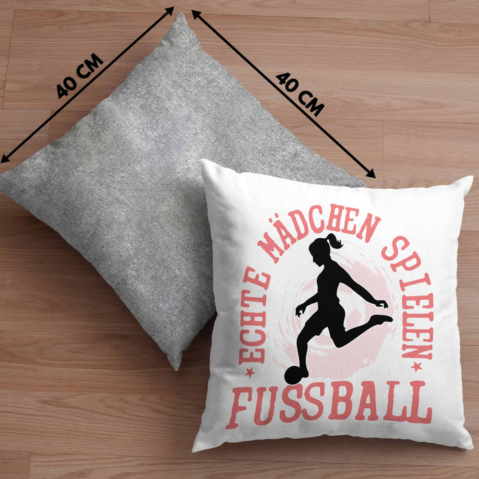 Mädchen Fußball Kissen mit Füllung 40x40 Geschenk Echte Mädchen Spielen Fußball Frauen-Fussball (Grau) Grau Trendation