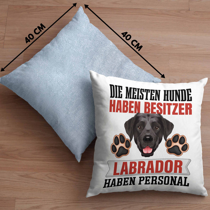 Labrador Besitzer Kissen mit Füllung 40x40 Geschenk Lustiger Spruch Geschenkidee Besitzerin Labrador Haben Personal (Grau) Blau Trendation