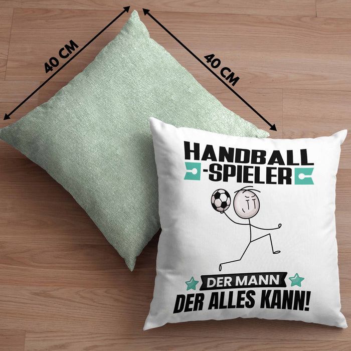 Handballspieler Kissen mit Füllung 40x40 Geschenk für Handballspieler Der Mann Der Alles Kann Geschenkidee zum Geburtstag (Grau) Grün Trendation