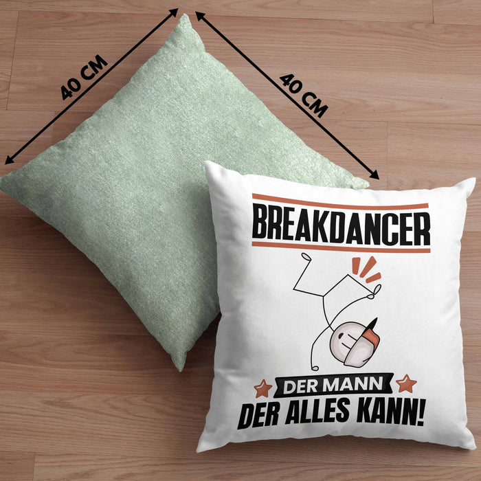 Breakdancer Kissen mit Füllung 40x40 Geschenk für Breakdancer Der Mann Der Alles Kann Geschenkidee zum Geburtstag (Grau) Grün Trendation