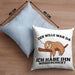 Lustige Kissen mit Füllung 40x40 mit Faultier "Der Will War Da" Spruch (Grau) Blau Trendation