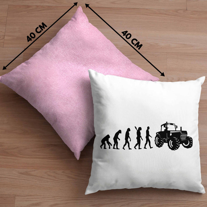 Lustige Kissen mit Füllung 40x40 für Landwirte Geschenk Evolution Traktor Geschenkidee (Grau) Rosa Trendation