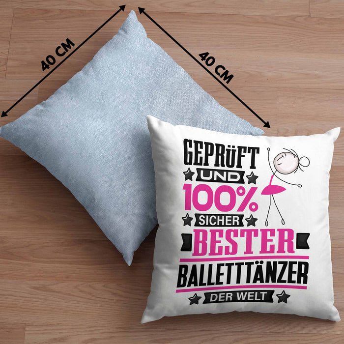 Balletttänzer Geschenk Lustiger Spruch für Balletttänzer Geschenkidee Bester Balletttänzer Der WeltKissen mit Füllung 40x40 (Grau) Blau Trendation