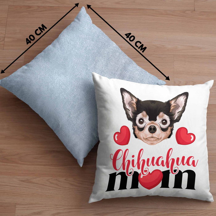 Chihuahua Besitzer Mom Mama Kissen mit Füllung 40x40 Geschenk Lustiger Spruch Geschenkidee Chihuahua Besitzerin (Grau) Blau Trendation
